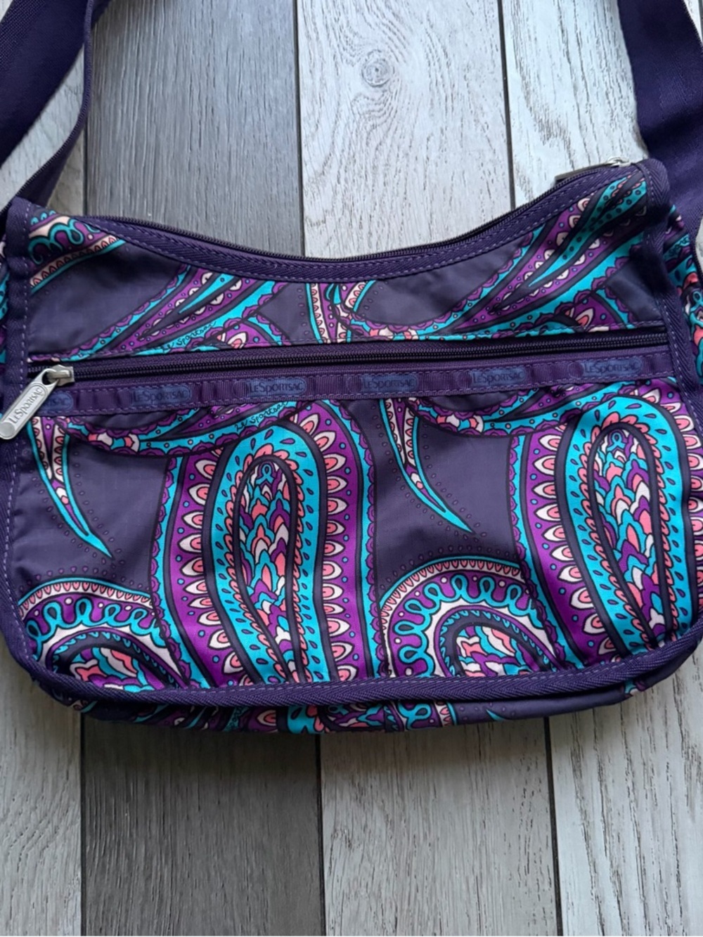 LeSportsac Purple Paisley Crossbody Shoulder Bag - Picture 3 of 5